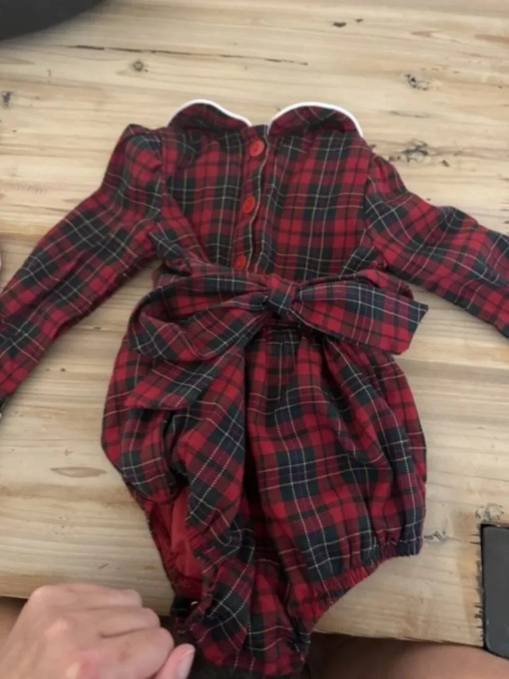 Southern Smocked Co. Red/Black plaid bubble. Size 12-18 mos